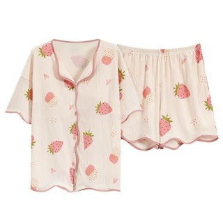 Pad Bộ Đồ Ngủ Nữ Mùa Hè Tay Ngắn Hoạt Hình Nữ Cardigan Rời Kích Thước Lớn Bộ Quần Áo Gia Đình