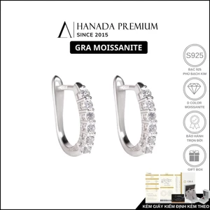 Khuyên Tai Đá Moissanite 2MM Bạc 925 Xi Bạch Kim Tròn Đá Nam Nữ HANADA 1716