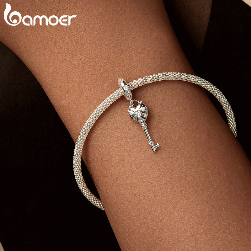 Bamoer 925 Sterling Sliver Charm Bướm Tulip Phalaenopsis Mặt Dây Chuyền Phụ Kiện Cho Vòng Tay