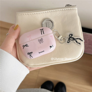 Ins Phong Cách Hàn Quốc Đen Nơ Màu Hồng Dành Cho AirPods Pro2 Vỏ Tai Nghe Apple Bluetooth Không Dây AirPods 1 2 3 Vỏ Mềm Vỏ Bảo Vệ Chống Rơi