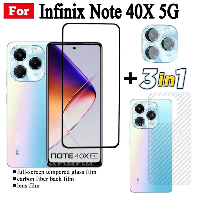 Phim Kính Cường Lực 3 TRONG 1 Infinix Note 40X Cho Infinix Note 40 5G 4G Full Cover Bảo Vệ Màn Hình Kính + Phim Ống Kính Máy Ảnh + Phim Mặt Sau