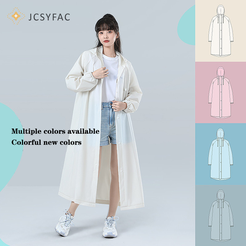 Jcsyfac Áo mưa có mũ trùm đầu dành cho người lớn Áo mưa dài một mảnh có thể tái sử dụng cho nam và nữ Áo mưa chống nước du lịch ngoài trời Áo mưa trong suốt mới