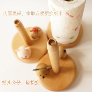 Nhà Lưu Trữ Hoạt Hình Sáng Tạo Lắc Đầu Búp Bê Dọc Giá Đỡ Khăn Nhà Bếp Lười Rag Giá Để Đồ Cuộn Gỗ Giá Đựng Giấy