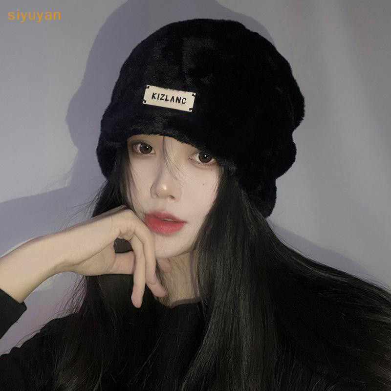 Siyuyan Sang Trọng Beanies Mũ Dành Cho Nữ Mùa Đông Ấm Áp Chắc Chắn Baggy Lông Cừu Len Skullies Mũ Ngoài Trời Chống Lạnh Làm Dày Mũ VN