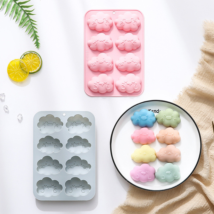 8 Khoang Biểu Hiện Hình Đám Mây Bánh Khuôn Silicon Khuôn Socola Khuôn Kẹo Hương Liệu Thạch Cao Handmade Xà Phòng Khuôn DIY