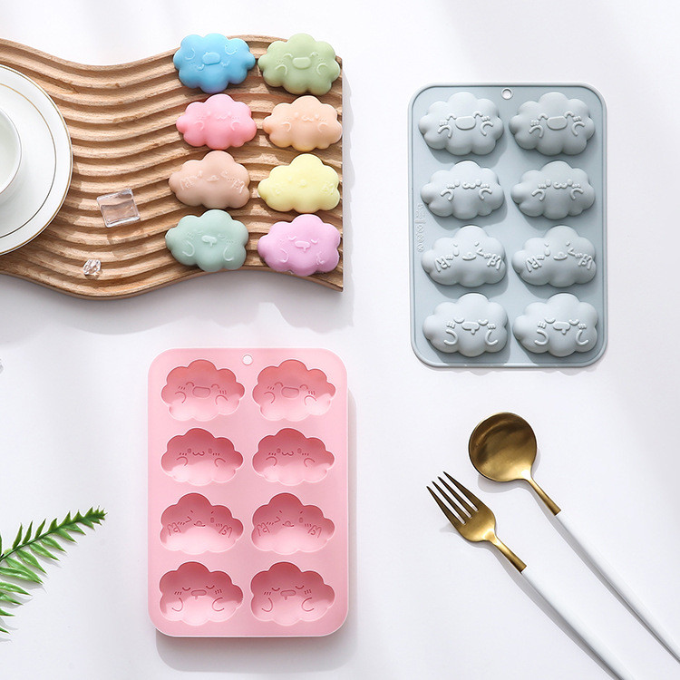 8 Khoang Biểu Hiện Hình Đám Mây Bánh Khuôn Silicon Khuôn Socola Khuôn Kẹo Hương Liệu Thạch Cao Handmade Xà Phòng Khuôn DIY