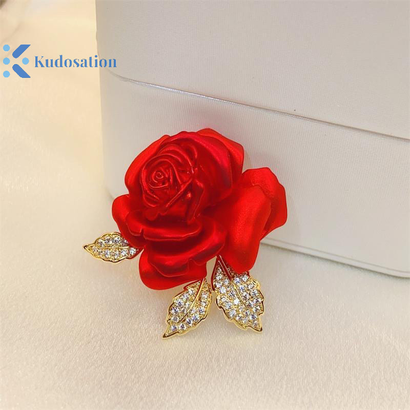 Kudosation Tính Khí Hoa Hồng Đỏ Thổ Cẩm Cao Cấp Phù Hợp Với Phụ Kiện Chân Thiết Kế Trâm Cài