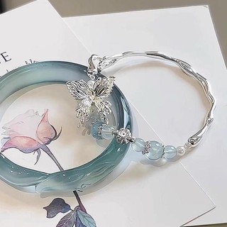 Vòng tay nữ Vòng tay bướm Aquamarine xếp chồng lên nhau