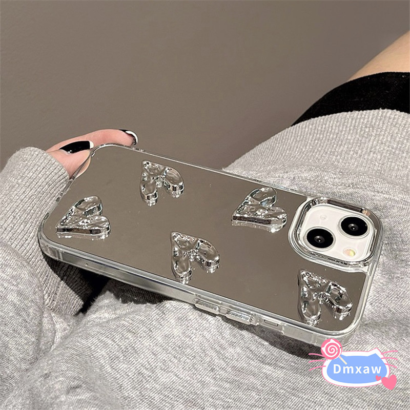 Ins Style 3D Xếp Ly Trái Tim Tình Yêu Trong Suốt Dành Cho Samsung Galaxy S25 Edge F06 M06 M33 M30S M21 M31 M21S A06 A42 5G Note 10 Lite 10 Plus Vỏ Điện Thoại Gương Mỹ Phẩm Vỏ Mềm Đơn Giản