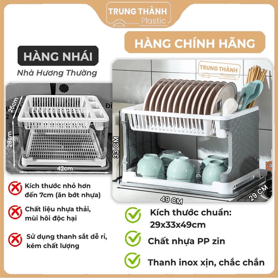 Kệ giá úp bát đĩa 2 tầng  ráo nước mẫu mới nhất Trung Thành Plastic