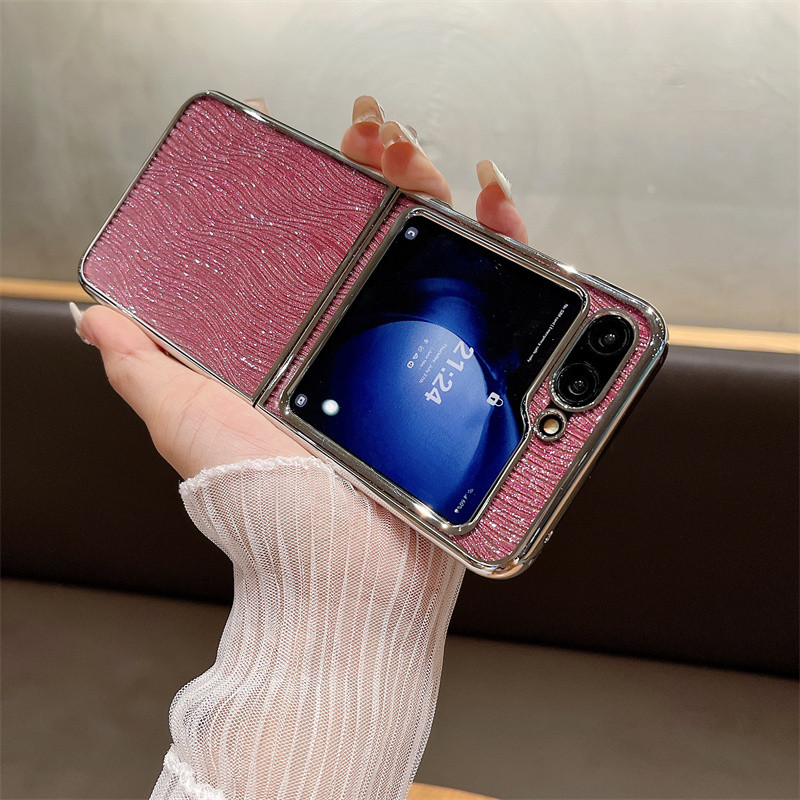 Ốp điện thoại lấp lánh mạ điện sang trọng Samsung Galaxy Z Flip 6 Flip 5 Flip 4 Flip 3 5G Vỏ bảo vệ mặt sau cứng chống sốc mỏng trong suốt