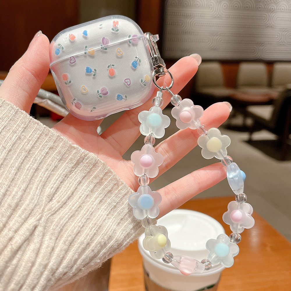 Ốp điện thoại dây chuyền treo hạt Cat + dễ thương cho AirPods 4/Pro/Pro2 Tai nghe Bluetooth không dây thế hệ 3 / 2 / 1 Vỏ mềm