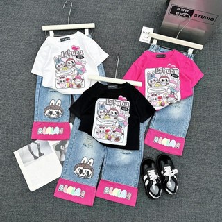 S277-[tomnaukid] Set áo thun phối quần jean dài cho bé gái size từ 8-30Kg