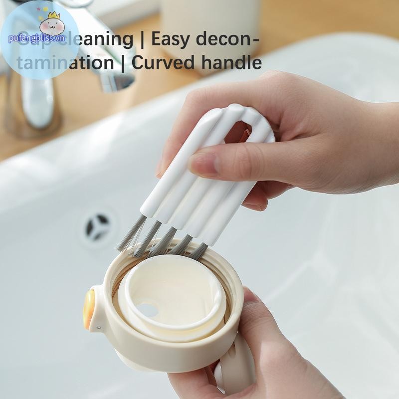 Pufangbliss al Cup Nắp Bàn Chải Crevice Dụng Cụ Vệ Sinh Tiện Ích Để Vệ Sinh Nhà Tay Cầm Cong Bàn Chải Vệ Sinh VN
