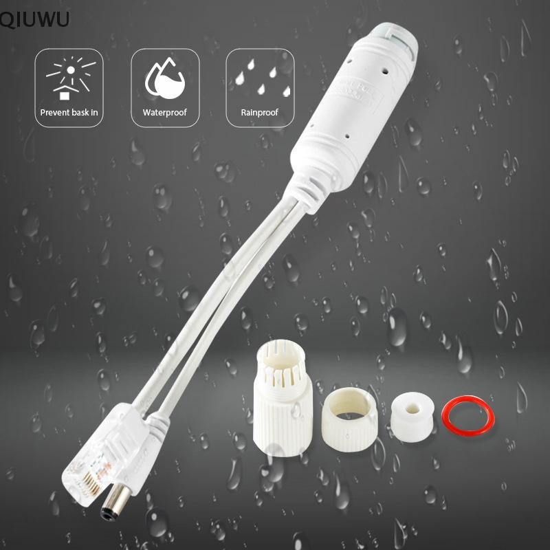 Qiuwu 48V đến 12V POE Splitter Bộ chuyển đổi chống nước Mô-đun cấp nguồn cáp Camera IP.
