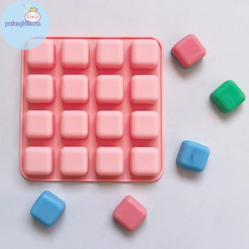 Pufangbliss 16 Khoang Bánh Vuông Nướng Khuôn Silicon Thạch Sô Cô La Truffles Brownie Pudding Khuôn Xà Phòng Làm Khuôn Trang Trí Bánh Dụng Cụ VN