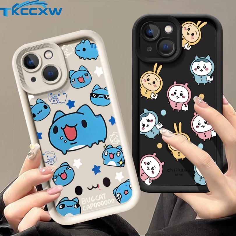 Ốp Điện Thoại Bugcat Capoo Chiikawa Tương Thích Cho iPhone 16 Plus 16 Pro Max 16pro 15 14 13 Pro Max 15 Plus 14 Plus Ốp Mềm Chống Rơi Mờ Mới Nhất