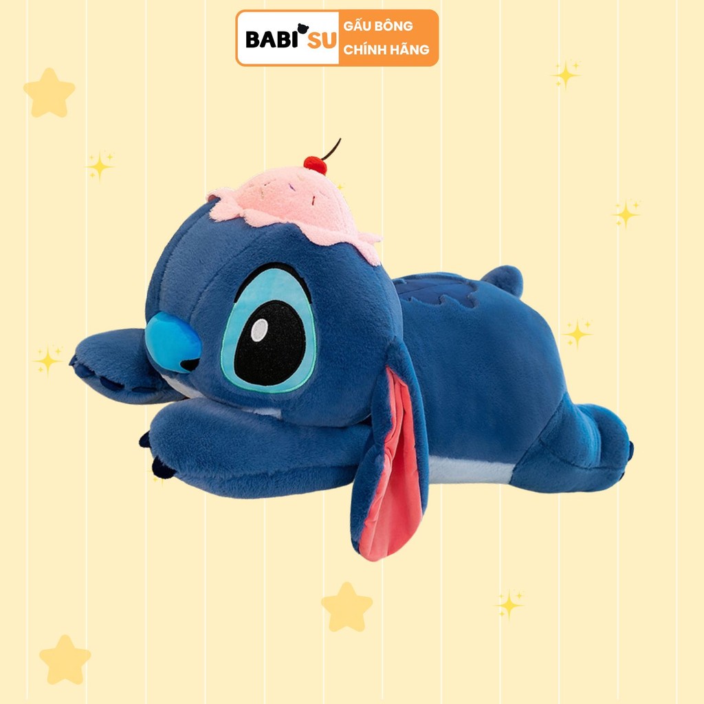 Gấu Bông Ôm Ngủ Stitch Dáng Nằm Dùng Để Ôm Gác Chân Dựa Lưng Gấu Nằm Stick Đội Mũ Bánh Chất Liệu An Toàn Thân Thiện