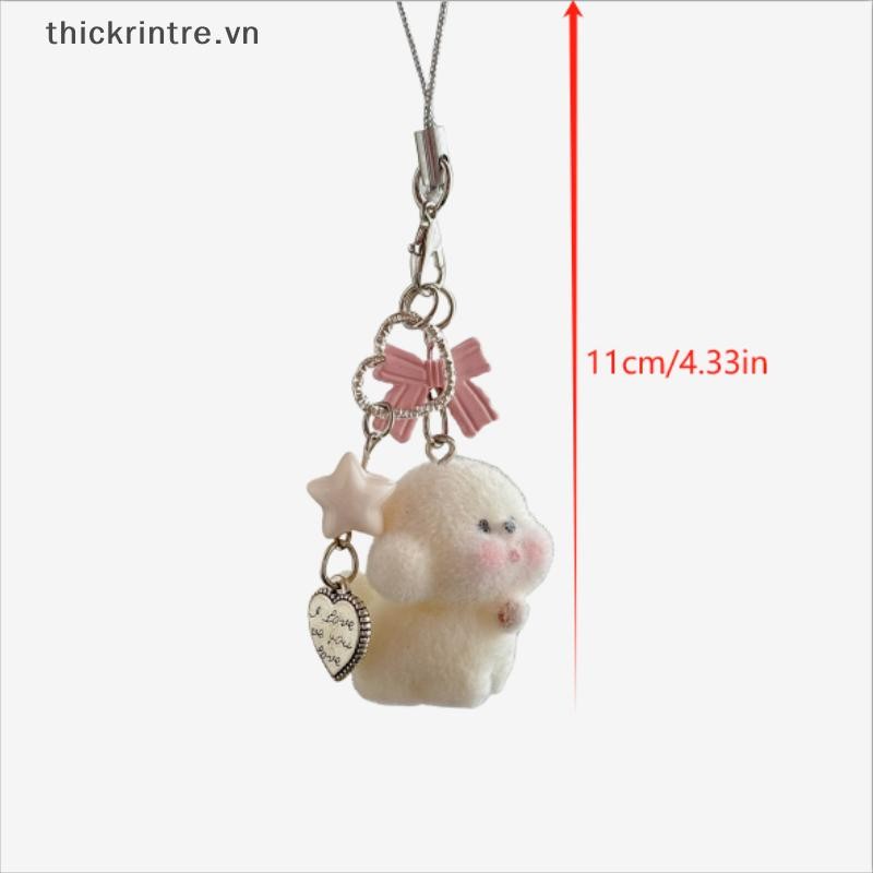 THI Hoạt Hình Dễ Thương Động Vật Đáng Yêu Đổ Xô Gấu Con Chó Con Nơ Đính Hạt Móc Khóa Mặt Dây Chuyền Ba Lô Túi Trang Trí Dây Xích Điện Thoại Cặp Đôi Quà Tặng VN