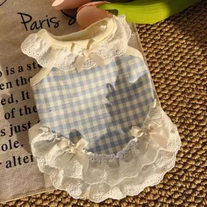 【Ready Stock】 Pet Dog Cat Clothes Summer Thin Small Puppies Teddy Bichon Yorkshire Bow Lace Vest 5yxc