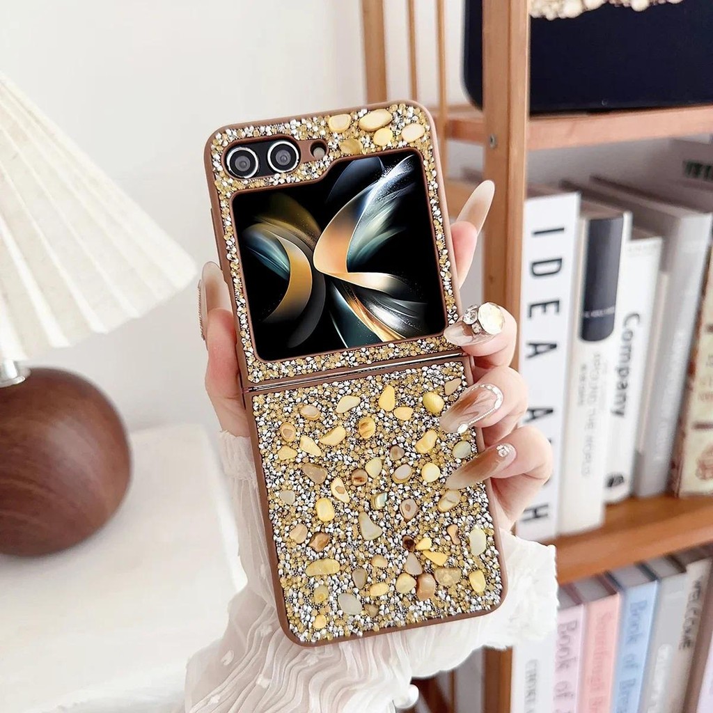 Ốp điện thoại TPU mềm viền mềm lấp lánh kim cương rực rỡ cho Samsung Galaxy Z Flip 7 6 5 4 3 Flip7 Flip6 Skin Feel Protection Cover