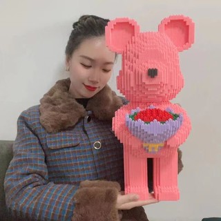 Tương thích với Lego Cặp đôi Phong cách Bó hoa Gấu bạo lực Khối xây dựng Đồ chơi Chuỗi khâu hạt Quà tặng giá trị cao cho các đối tượng N5LM