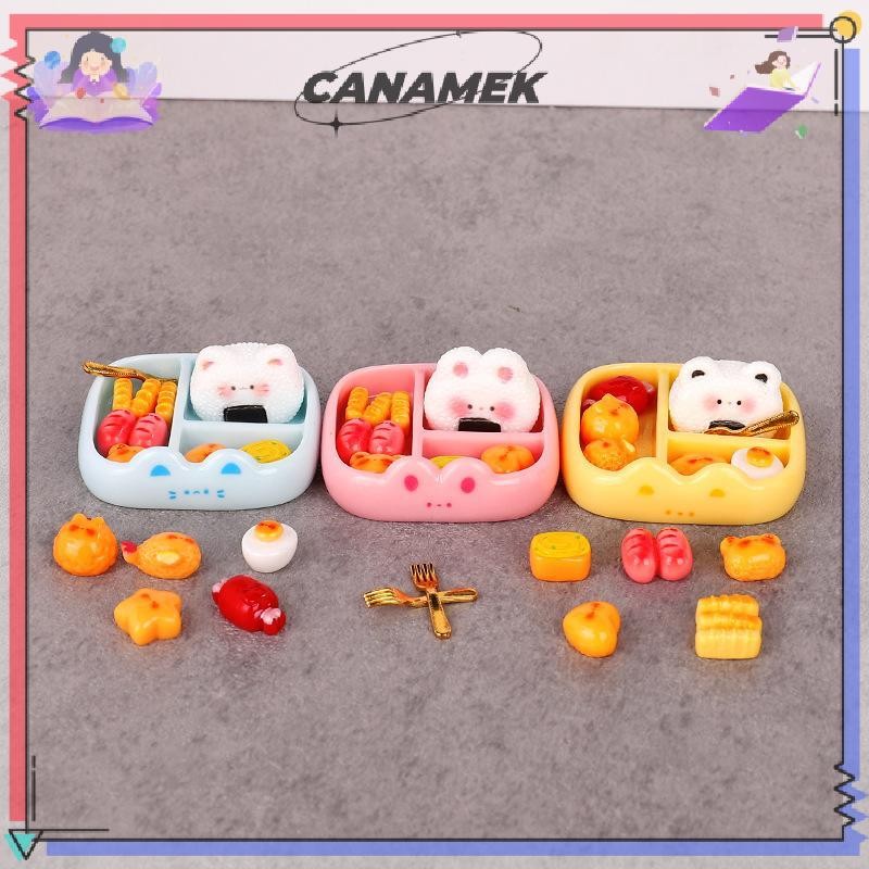 CANAMEK 1 Bộ Trẻ Em Giả Vờ Chơi Đồ Chơi Mô Phỏng Bữa Ăn Cơm Thu Nhỏ Playset Dễ Thương Sáng Tạo Thực Tế Trang Trí Di Động Bento Mô Hình Thực Phẩm CSF