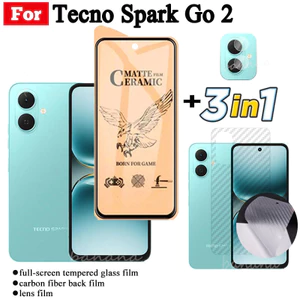 Kính cường lực gốm 3 TRONG 1 Tecno Spark Go 2 cho Tecno Spark Go 1s Go 2025 2024 2023 Spark 30C Spark 30 Pro Ống kính máy ảnh Kính bảo vệ màn hình và phim mặt sau