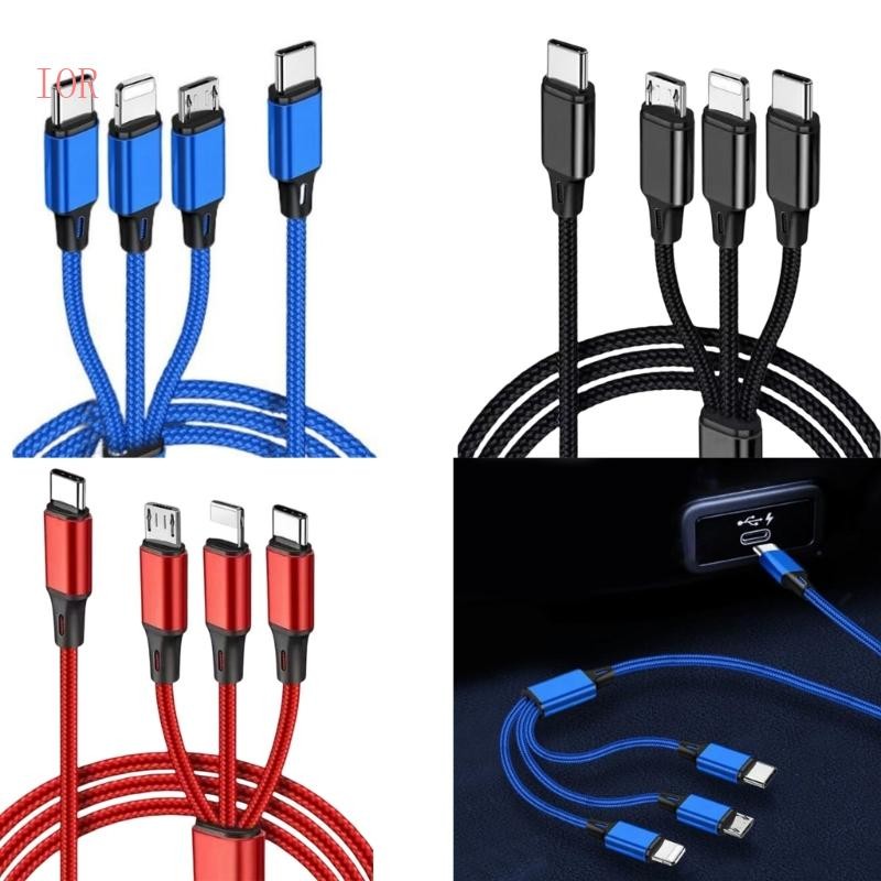 Cáp sạc nhanh IOR 3 trong 1 USB C Dây bện 4ft linh hoạt và độ bền
