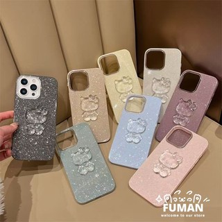 Ốp Điện Thoại 3D Crystal Kitty Mới Cho iPhone 16 Pro Max 15 14 Plus 13 12 Pro Max Lấp Lánh Vỏ Dễ Thương Đơn Giản Màu Kẹo Chống Sốc Cứng IMD Ốp Lưng