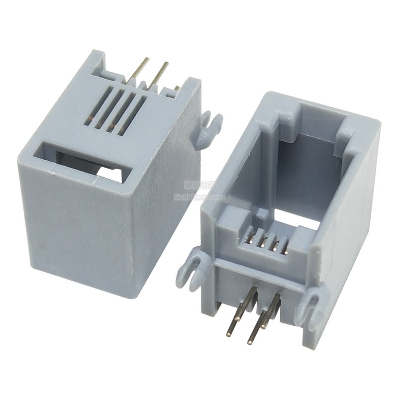 Ổ cắm điện thoại RJ11 / RJ45 Đầu pha lê Ổ cắm nữ 4P4C Đen / Xám Dọc / Ngang Loại một cửa có đơn