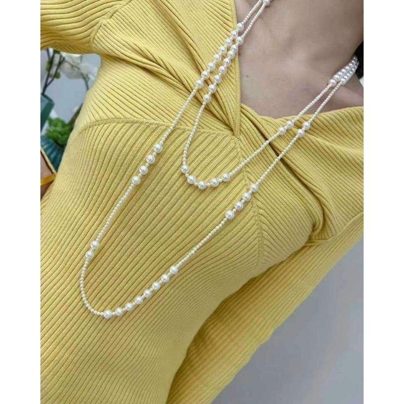 Vòng cổ phụ kiện áo dài phụ kiện biểu diễn văn nghệ vòng cổ hạt trai nhựa cao cấp không bong không tróc