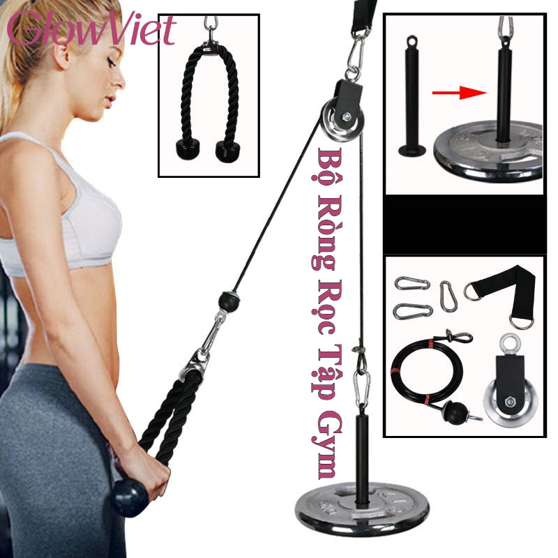 💪【5 TRONG 1】Bộ Ròng Rọc Tập Gym - Tập Tay & Vai & Lưng & Chân & Ngực,  Dễ Lắp Đặt