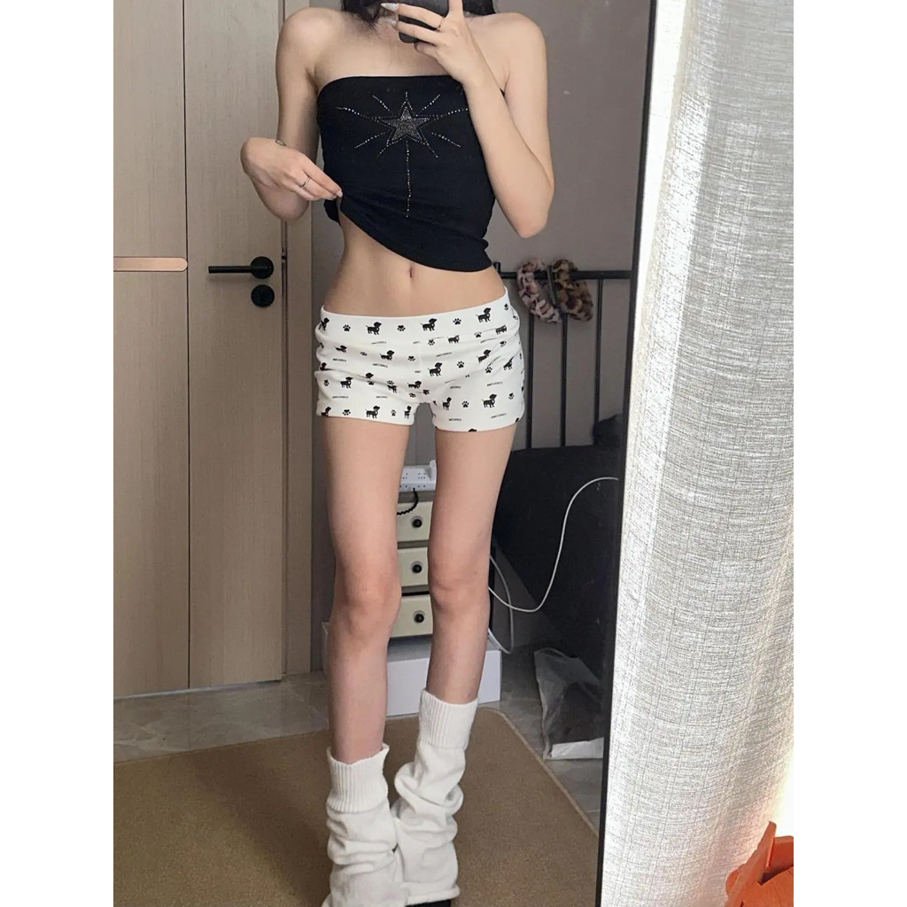 Milyfashion Quần Short Mùa Hè In Hình Chú Chó Con Dễ Thương - Low-Waist Slim Fit