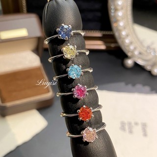 Nhẫn hình bát giác hoa hồng nhiều màu sắc, phong cách châu Âu - Mỹ