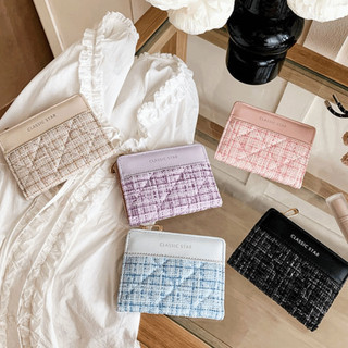 Ví ngắn HOMEHAVEN, Túi đựng tiền màu trơn Mini, Túi đựng thẻ da PU dung tích lớn thời trang cổ điển dành cho nữ