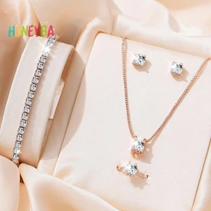 < Honeyba > 5 Bộ Trang Sức Pha Lê Thanh Lịch Dành Cho Nữ Vòng Cổ Bông Tai Vòng Tay Trang Sức Công Chúa Bộ Cưới Cô Dâu Quà Tặng Ngày Lễ Tình Nhân