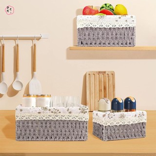 Giỏ đựng đồ đan nhỏ Giỏ đựng dây giấy bền cho kệ Tủ ngăn kéo