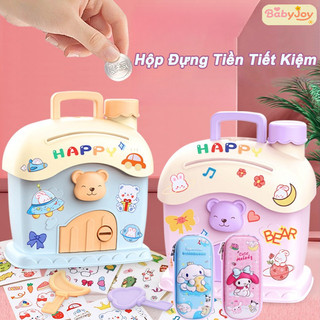 【BabyJoy】Hộp Đựng Tiền Tiết Kiệm Cho Bé,Heo đất hình ngôi nhà,Heo đất hình nấm,Trang trí bằng nhãn dán hoạt hình