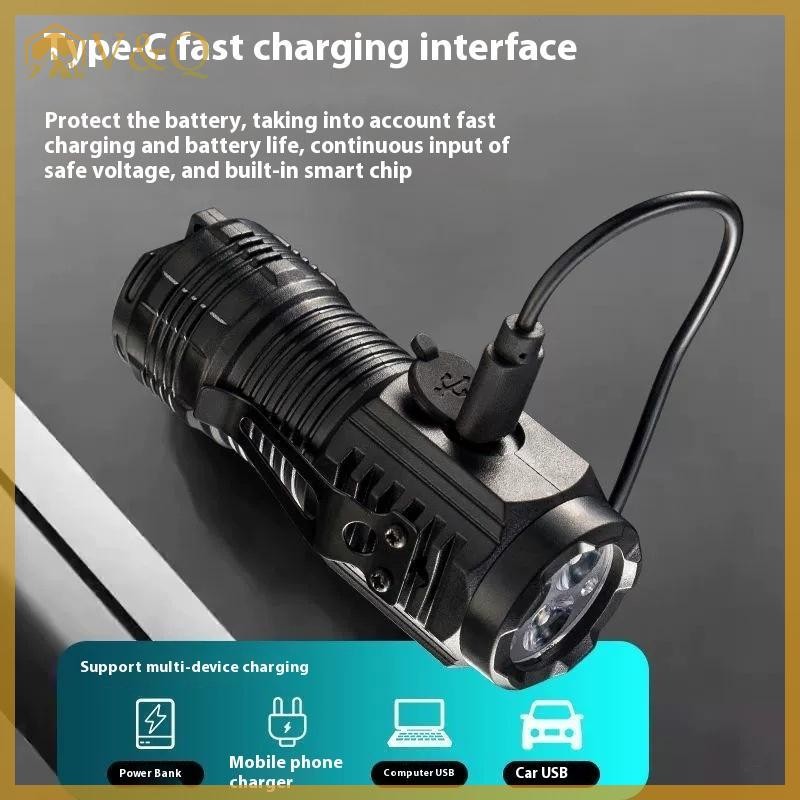 Littleloves1 1 Bộ Nhựa Ba Mắt Siêu Mạnh Mẽ Đèn Pin Sạc Đèn Pin Đèn Pin Công Suất Cao Led Đèn Pin EN