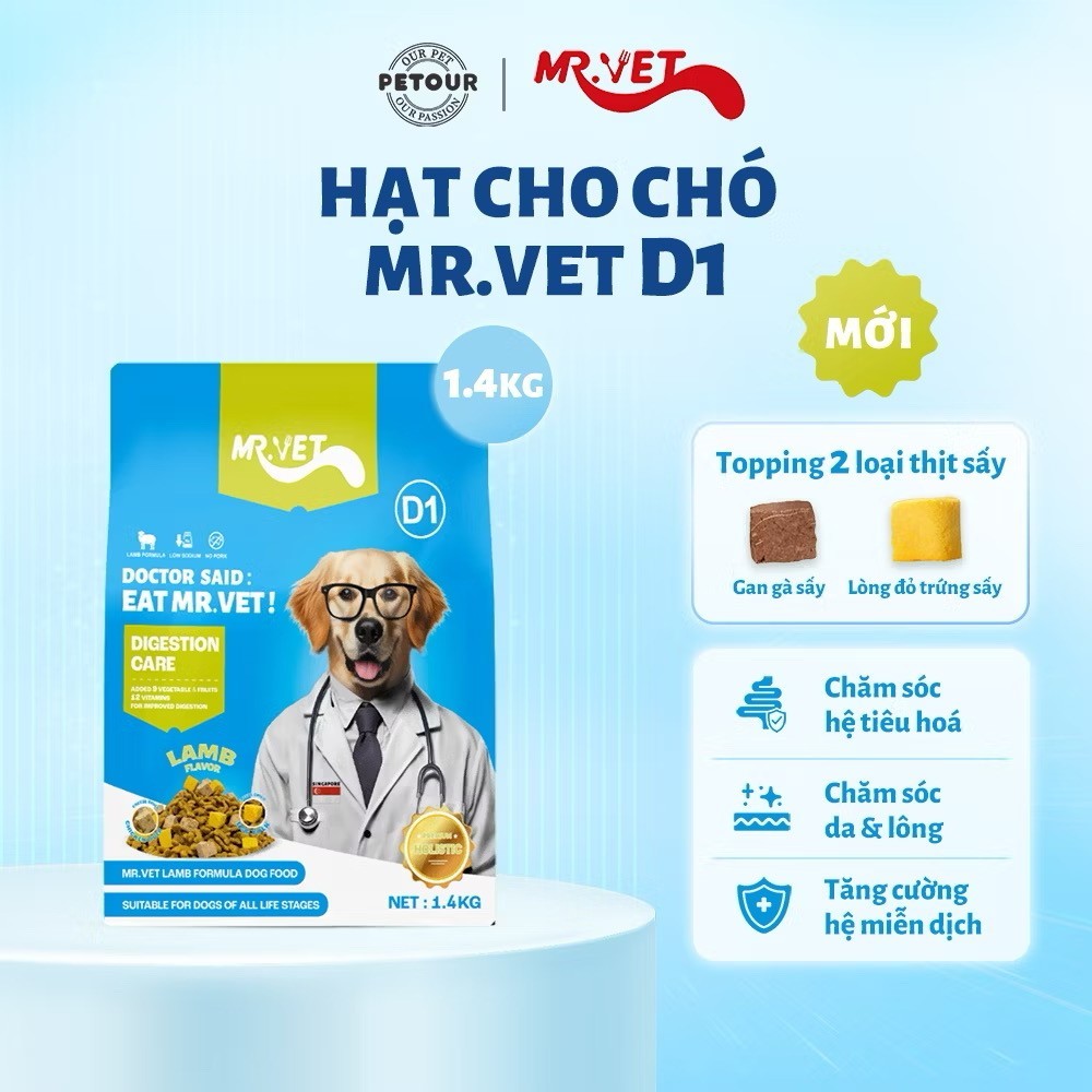 Hạt MRVET D1 Topping Công Thức Chuyên Biệt Cho Chó Thông Minh