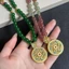 Mặt Dây Chuyền Handmade Phong Cách Dân Tộc, Giả Ngọc Đính Hạt, Màu Xanh - Vòng Cổ Dài VN