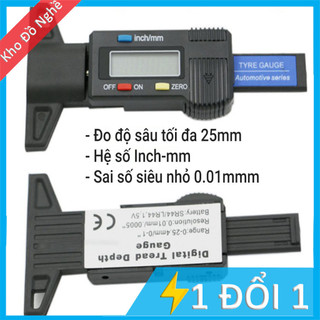 Thước Đo Độ Dày Mòn Lốp 0-25mm Màn Hình Kỹ Thuật Số, Vỏ Nhựa ABS Bền Bỉ, Chống Thấm