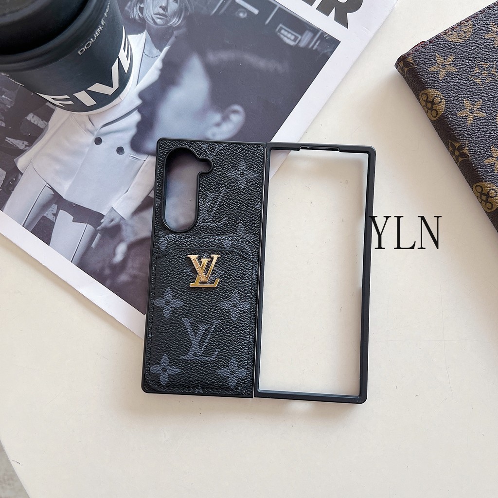 Ốp điện thoại gập lưng PU Leathe sang trọng cho Samsung Galaxy Z Fold 2 3 4 5 6 7 Vỏ phong cách cổ điển sang trọng cho Z Fold7 Với giá đỡ thẻ sang trọng Vỏ bảo vệ chống sốc