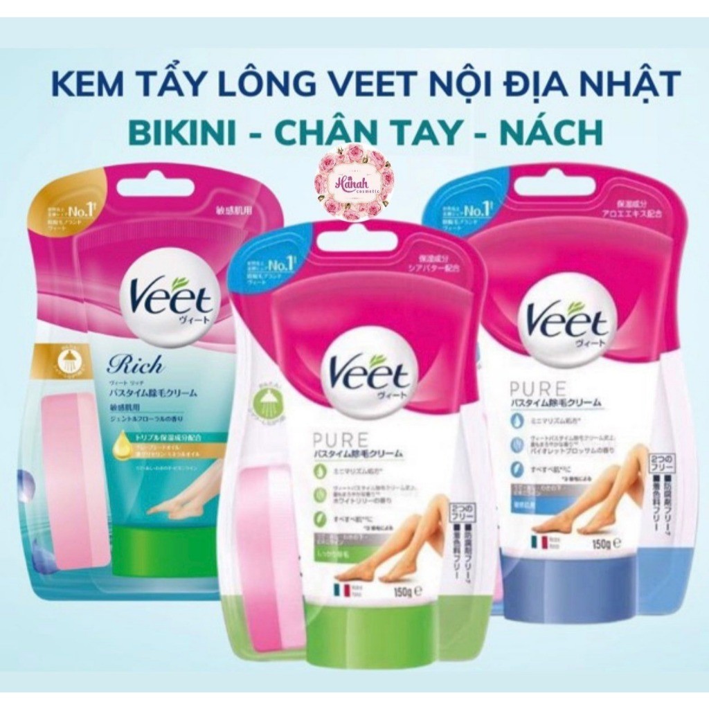 Kem tẩy lông veet 150g Nhật Bản an toàn dành cho da nhạy cảm vùng nách, bikini, bụng, chân