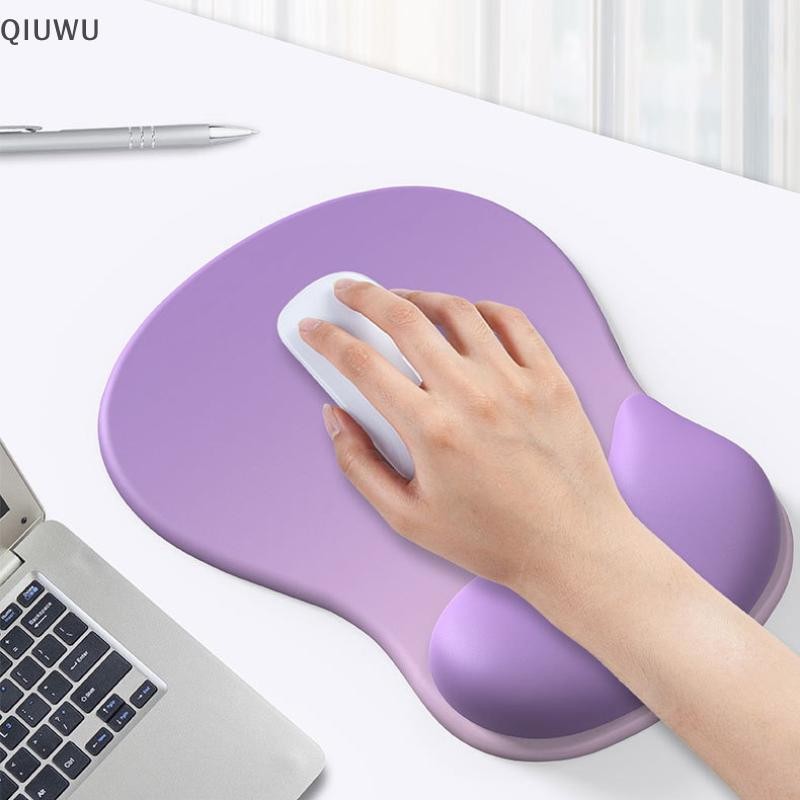 QIUWU Tấm lót chuột công thái học Gradient, hỗ trợ cổ tay thoải mái, chống trượt, mềm mại, phần còn lại cổ tay, silicon