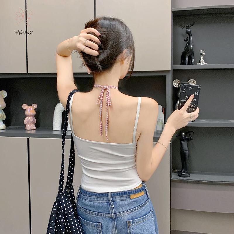 Áo khoác không tay kẻ sọc chắp vá, có đệm ngực - thời trang nữ