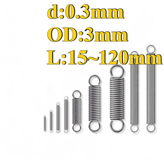 àiò xo kéo inox 304/dàiò xo căng SUS304 (đường kính dây  = 0,3mm, đường kính ngoài 3mm, dài = 15 ~ 120mm lò xo mở rộng, móc mở lò xo căng / móc đóng (LXY-XDT-VN-w)
