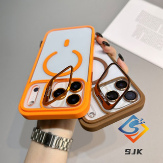 Ốp điện thoại từ tính Acrylic trong suốt có chân đế máy ảnh kim loại iPhone 17 Pro Max 17Air ip 16 15 14 13 12 11 Pro Max 14 / 15 / 16Plus Vỏ bảo vệ
