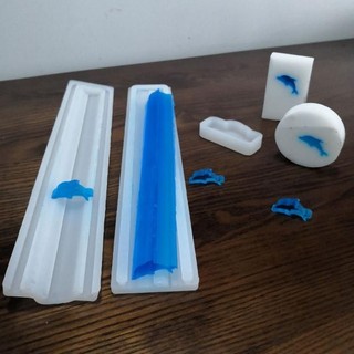 Tình Yêu Tròn Đám Mây Cá Heo Thỏ Mousse Bánh Xà Phòng Trung Bình Ống Dài Khuôn Silicon Handmade Xà Phòng Sandwich Ống Khuôn